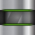 Perforated steel background with green neon light