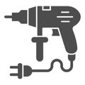 Perforator solid icon, house repair concept, Professional electric drill with cord sign on white background, perforator Royalty Free Stock Photo