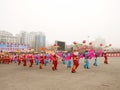 Perform traditional dance Yangge in the snow