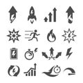 Performance, action, efficiency, growth vector icons