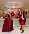 Performance of actors of the theater wandering dolls gentleman Pezho in the foyer of the theatre buff.