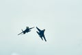 Performance of the aerobatic team Russian Knights, Russian Air Force. planes Sukhoi Su-30SM, NATO code name: Flanker-C Royalty Free Stock Photo