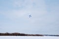 Performance of aerobatic team Russian Knights at the air show..Omsk, Russia - 19 March, 2016: Performance of Russian Knights at