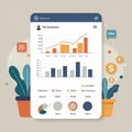Performance Analysis App Interface with Charts and Data Visualization Royalty Free Stock Photo