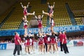 Performance of cheerleaders team Assol at Championship Royalty Free Stock Photo