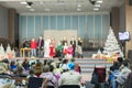 Performance for children on stage. Children on stage perform in front of parents. image of blur kid's show on stage at school ,