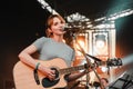 Performance of a cover group of musicians at a rock festival in the city of Cherkasy, Ukraine. June 1, 2019