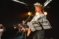 Performance of a cover group of musicians at a rock festival in the city of Cherkasy, Ukraine. June 1, 2019