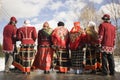Performance of the ensemble in folk kostyum. Royalty Free Stock Photo