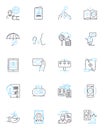 Performance evaluation linear icons set. Assessment, Analysis, Review, Feedback, Rating, Measurement, Grading line