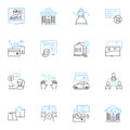 Performance evaluation linear icons set. Assessment, Review, Appraisal, Feedback, Analysis, Rating, Grading line vector Royalty Free Stock Photo