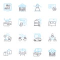 Performance evaluation linear icons set. Assessment, Review, Appraisal, Feedback, Analysis, Rating, Grading line vector