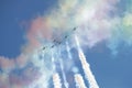 A performance of flight group of the Air Force of the UAE `Al Fursan` on the Russian air show of MAKS-2017