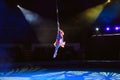 Performance of the girl aerial acrobat in the circus