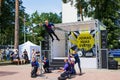 Performance of a group of gymnasts at the traditional summer feast of Jomas Street