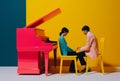 people piano modern trend music illustration concept performance art colourful. Generative AI.