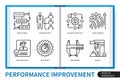 Performance improvement infographics linear icons collection