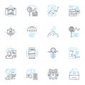 Performance interpretation linear icons set. Artistry, Expression, Dynamics, Emotion, Intensity, Nuance, Impression line Royalty Free Stock Photo