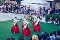 Performance of korean female dancers with their drums