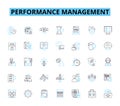 Performance management linear icons set. Metrics, Feedback, Goals, Appraisal, Evaluation, Development, Performance line Royalty Free Stock Photo