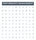 Performance management vector line icons set. Performance, Management, Assessment, Appraisal, measurement, Monitoring Royalty Free Stock Photo