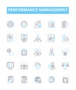 Performance management vector line icons set. Performance, Management, Assessment, Appraisal, measurement, Monitoring Royalty Free Stock Photo