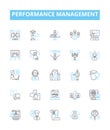 Performance management vector line icons set. Performance, Management, Assessment, Appraisal, measurement, Monitoring Royalty Free Stock Photo