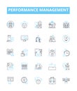 Performance management vector line icons set. Performance, Management, Assessment, Appraisal, measurement, Monitoring Royalty Free Stock Photo