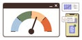 Performance Meter, Graph Analysis, and Secure Mobile Authentication Displayed Together Royalty Free Stock Photo