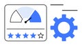 Performance Meter with Star Rating and Gearwheel for Optimization and Feedback Royalty Free Stock Photo