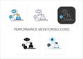Performance monitoring icons set