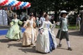 The performance of promoters and dancers of the ensemble of historical costume and dance Vilanella Royalty Free Stock Photo