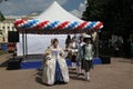 The performance of promoters and dancers of the ensemble of historical costume and dance Vilanella Royalty Free Stock Photo