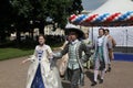 The performance of promoters and dancers of the ensemble of historical costume and dance Vilanella Royalty Free Stock Photo