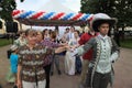 The performance of promoters and dancers of the ensemble of historical costume and dance Vilanella Royalty Free Stock Photo