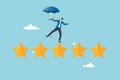 Performance review, annual employee evaluation, appraisal or rating feedback, success five stars employee, excellent feedback Royalty Free Stock Photo