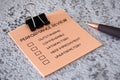Performance Review checklist on sticky notes. Performance review concept. Royalty Free Stock Photo