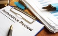 Performance review form with clipboard Royalty Free Stock Photo