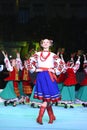 Performance of ukrainian dance ensemble at Stella Zakharova Artistic Gymnastics Ukraine international Cup. Traditional Royalty Free Stock Photo