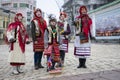 Performance of the Ukrainian folk choir with Christmas songs carols. Ukraine, Kiev, Mikhailovskaya Square, 01/19/2020. Royalty Free Stock Photo