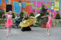 Performance of young dancers. A group of young dancers in public. Dancing in the open air. Rising young dancers. The kids dance Royalty Free Stock Photo