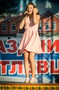 The performance of young singer Sony Lapshakova on the occasion of the youth Day in the Kaluga region in Russia on 27 June 2016.