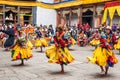 Performer at Jakar Dzong traditional culture festival in Bumthang, Bhutan Royalty Free Stock Photo