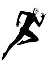 Performer mime with mask running jumping Royalty Free Stock Photo