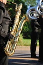 Performer Playing Baritone saxophone in Parade