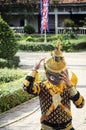 Traditional lakhon khol mask dance costume in Svay Andet cambodia Royalty Free Stock Photo