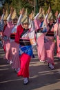 Performers on Awa Odori japanese dance festival