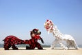 Performers in lion costume