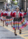 Performers at the May Day parade in Cusco in Peru.