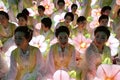 Seoul, South Korea-April 29, 2017: Performers take part in a lantern parade to celebrate Buddha`s birthday